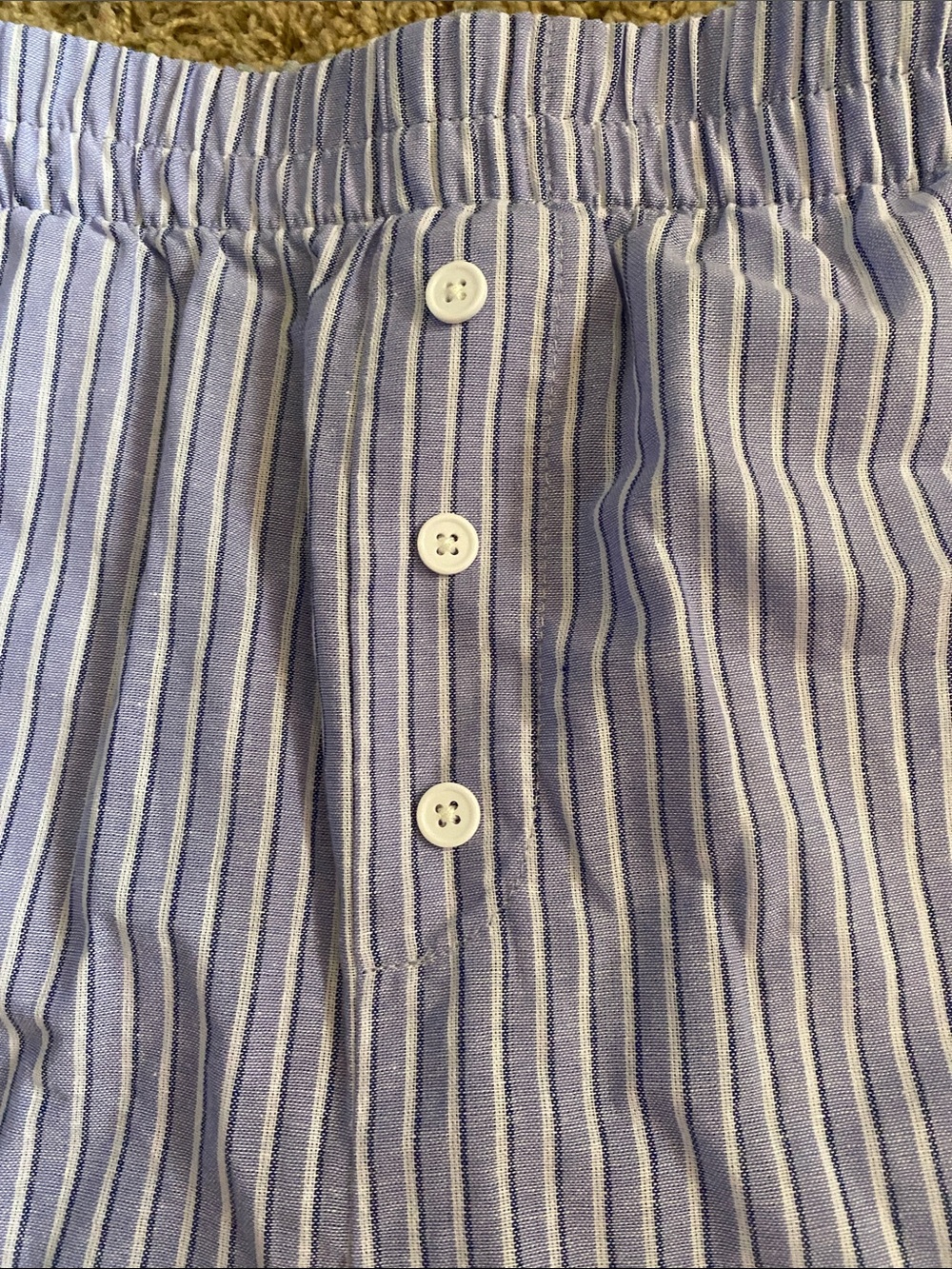 No Boundaries Blue and White Striped Elastic-Waist Women's Shorts - Picture 3 of 5